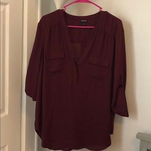 Torrid Harper Pull Over Blouse TabSleeve SplitNeck